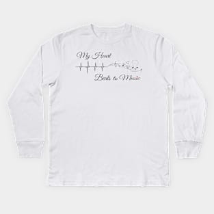 Heartbeats To Music Kids Long Sleeve T-Shirt